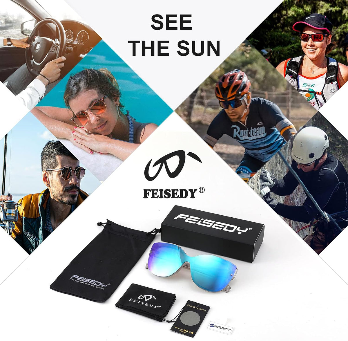 ÉÌƷͼƬ 32 | B09LTWN7GK | FEISEDY Cat Eye Sunglasses Polarized for Women Men£¬Rimless Mirrored Sunglasses, Oversized, Trendy Retro Sun Glasses B2796