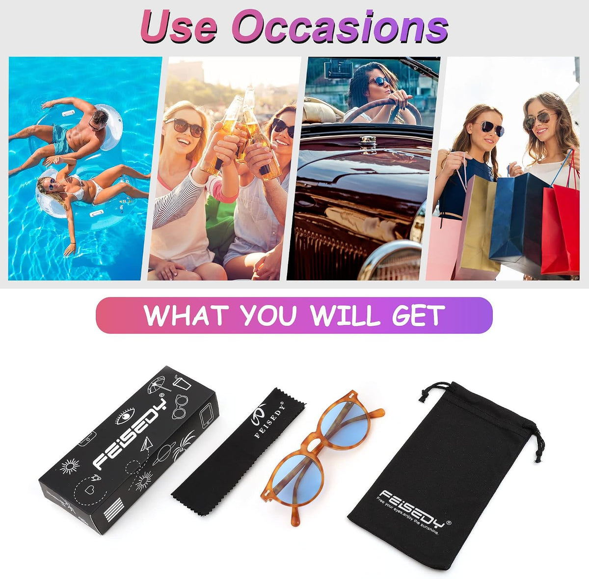 ÉÌƷͼƬ 5 | B0BGH5RTYY | FEISEDY Vintage Round Polarized Sunglasses for Women Men Small Face Stylish Sun Glasses UV400 Protection B2355