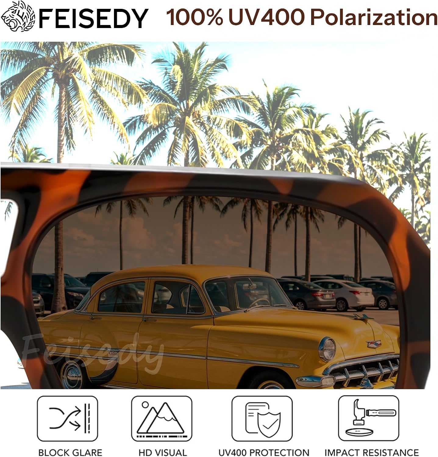 商品图片 6 | B0H1WK6BZT | FEISEDY Retro Aviator Polarized Sunglasses Men Women Trendy Square B0433