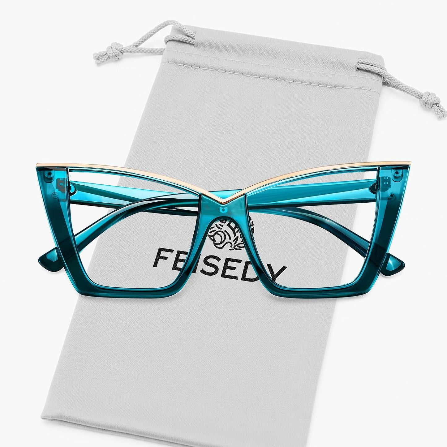 商品图片 60 | B0DGX4KTLX | FEISEDY Fashion Cat Eye Blue Light Blocking Glasses for Women Fake Retro Eyeglasses Oversized Stylish Eyewear Frame B0240