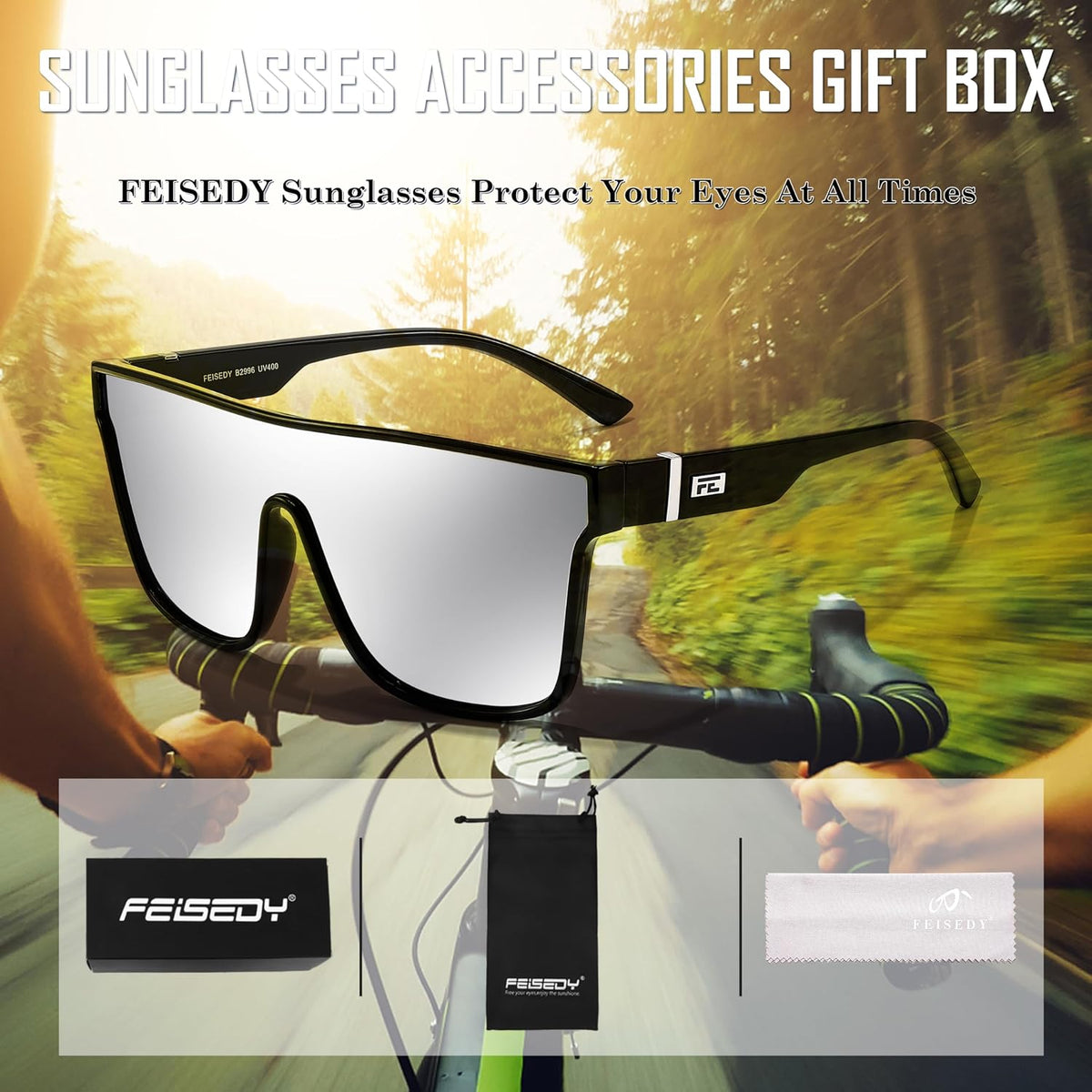 ÉÌƷͼƬ 83 | B0B2836HD6 | FEISEDY Sunglasses for Women Men, Fashion Mirrored Single Lens Shades