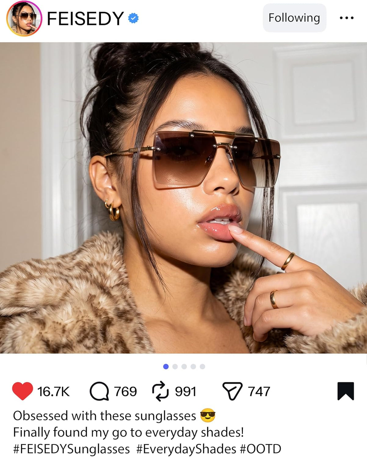 商品图片 24 | B0HFJXV98G | FEISEDY Rimless Aviator Sunglasses for Women Men Luxury UV400 Shades