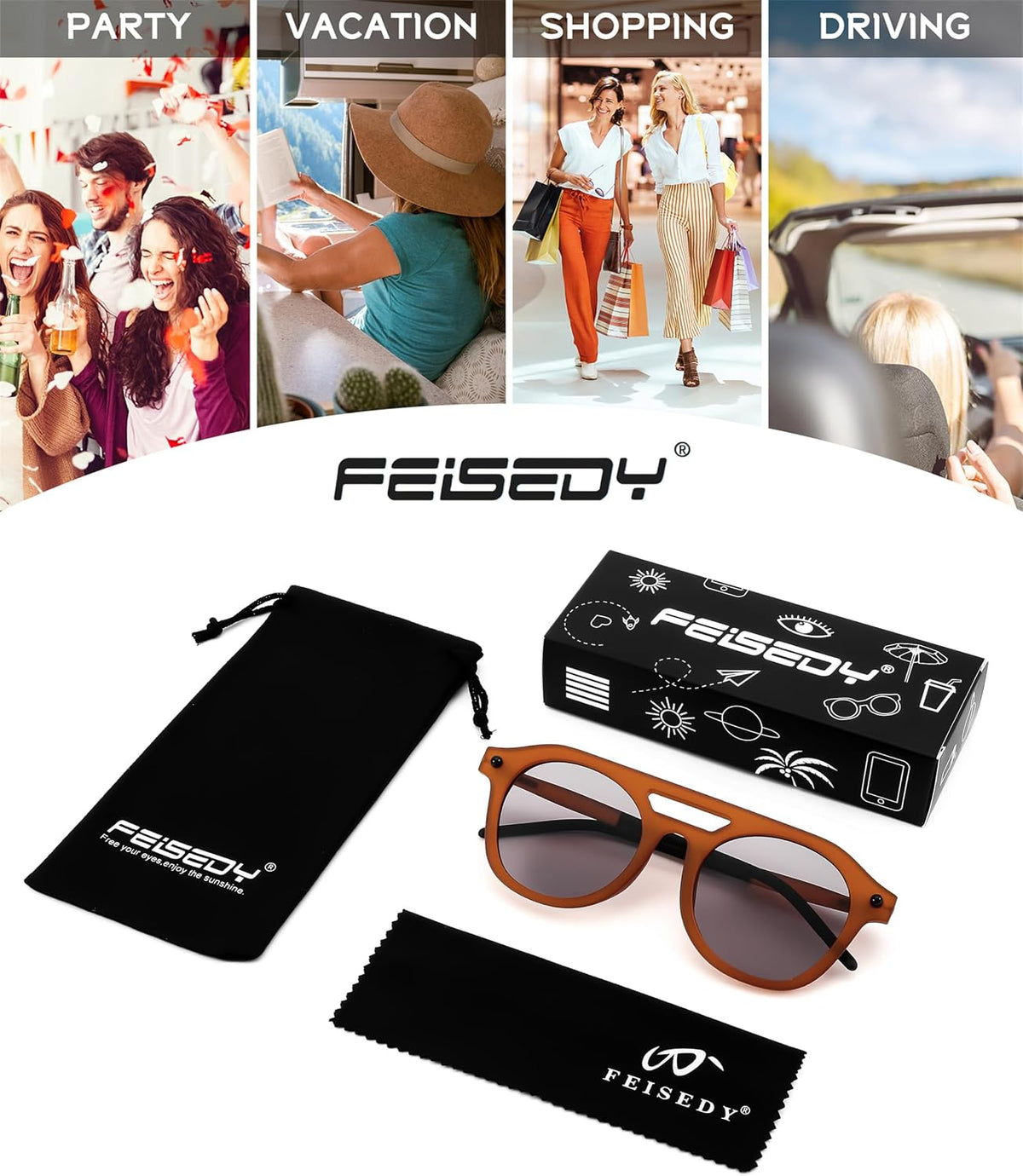 ÉÌƷͼƬ 21 | B0CHBBJ1H1 | FEISEDY Retro Square Aviator Sunglasses Womens Mens Trendy 70s Vintage Stylish Frame UV400 Sun Glasses B0051
