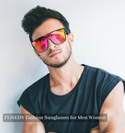 ÉÌƷͼƬ 71 | B0B2836HD6 | FEISEDY Sunglasses for Women Men, Fashion Mirrored Single Lens Shades
