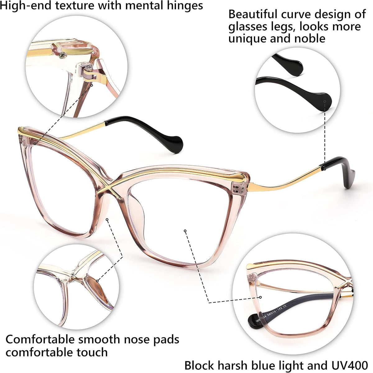 ÉÌƷͼƬ 3 | B0B63PP6VN | FEISEDY Women Oversized Square Blue Light Blocking Glasses Anti Eyestrain Cat Eye Fashion Eyewear B2956