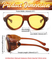 ÉÌƷͼƬ 4 | B0D5HMBR1X | FEISEDY Steampunk Sunglasses Women Men£¬Polarized Yellow Lens, Retro Round Vintage Frame Leatherwear B0159