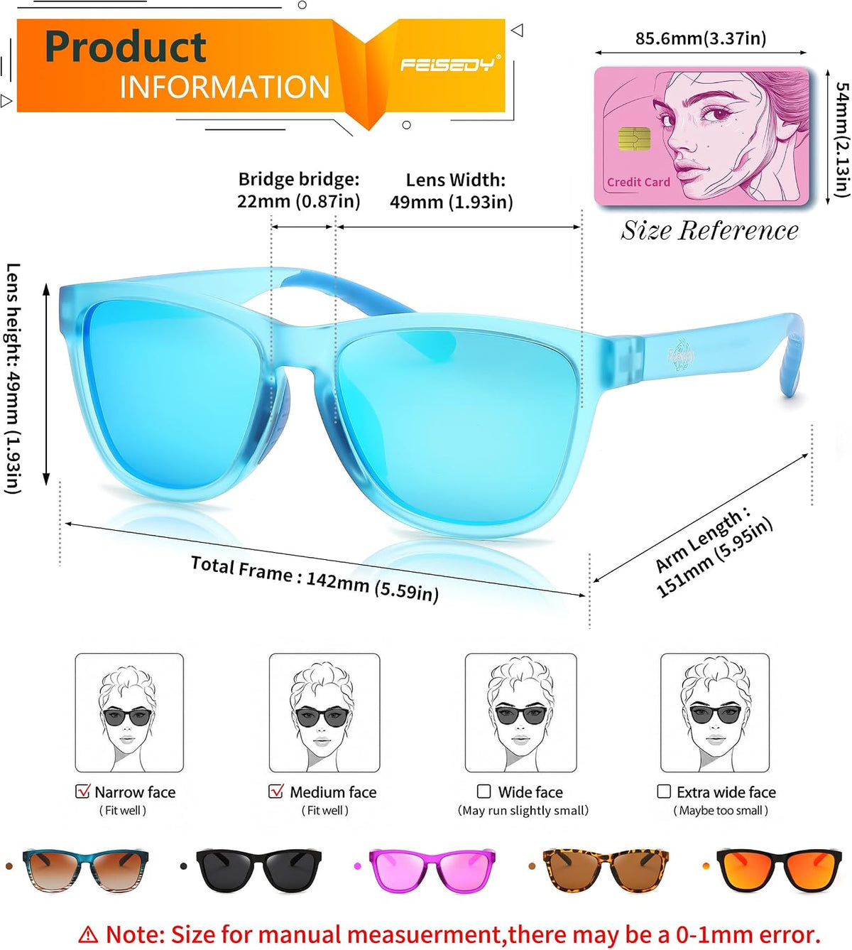 商品图片 34 | B0HFJF1ZXG | FEISEDY Polarized Sunglasses Women Men Sports Lightweight Sun Glasses B1423