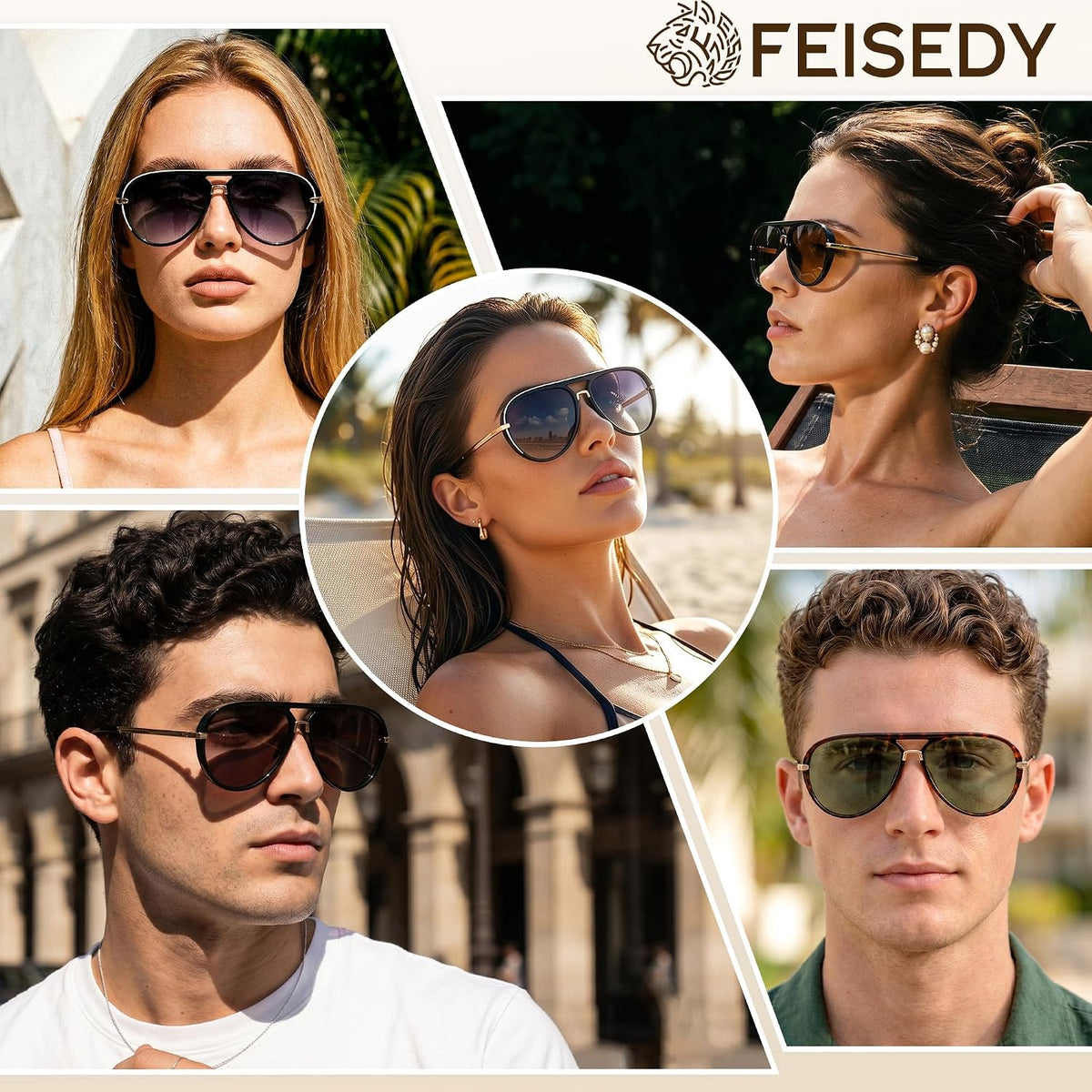 ÉÌƷͼƬ 41 | B0GYVVZBQM | FEISEDY Classic Aviator Sunglasses UV400 Protection for Women Men B0461