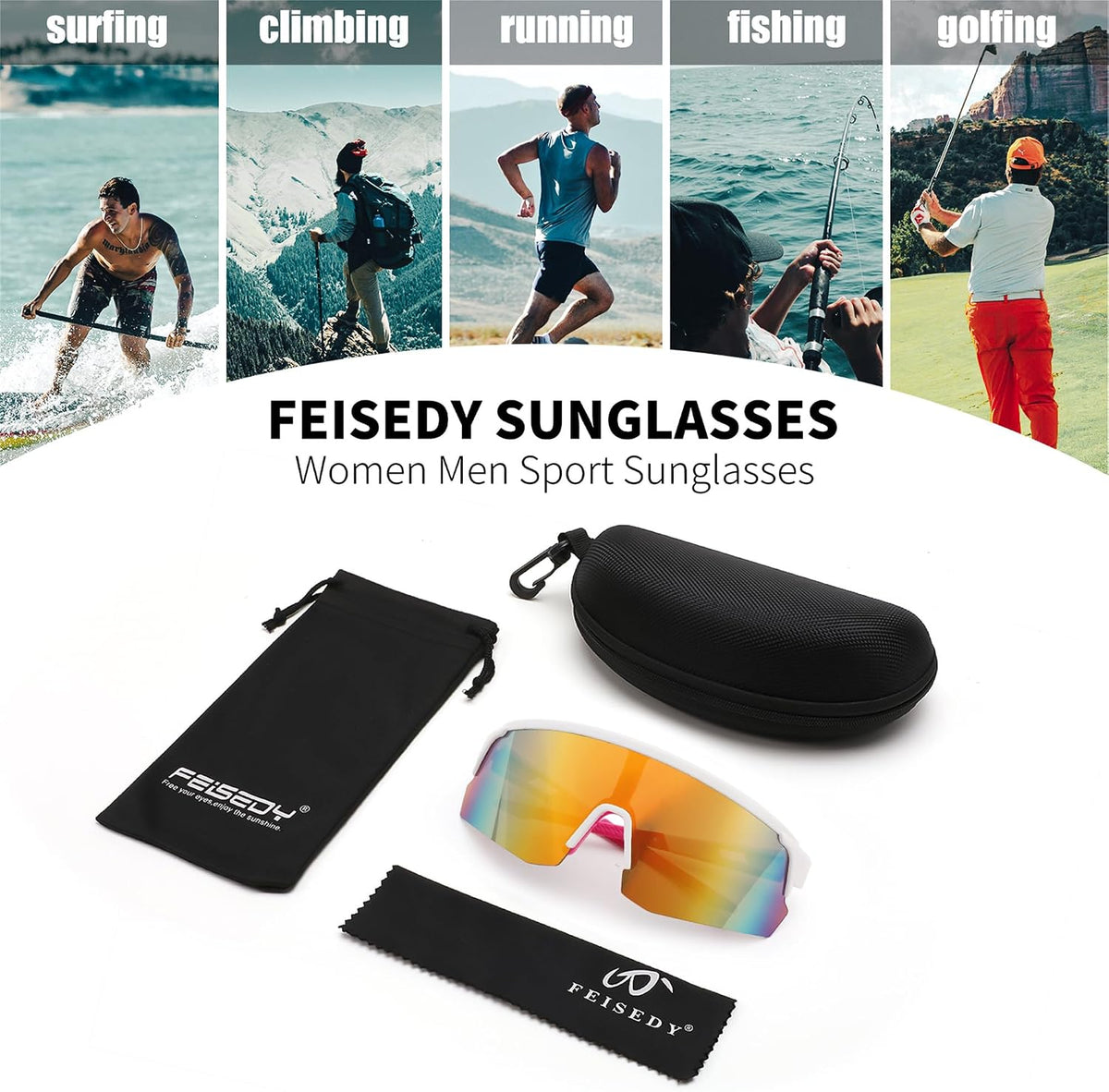 ÉÌƷͼƬ 24 | B0CSDCDBR7 | FEISEDY Cycling Sunglasses for Men Women, Sports Glasses for Youth Running Baseball Shades UV400 Protection B0108