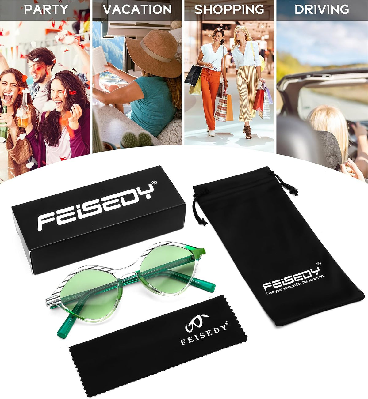 ÉÌƷͼƬ 21 | B0DJ6Y4Z5K | FEISEDY Sunglasses Womens Trendy Rectangle Retro Y2K Classic Sun Glasses Fashion Square UV400 Protection B0235