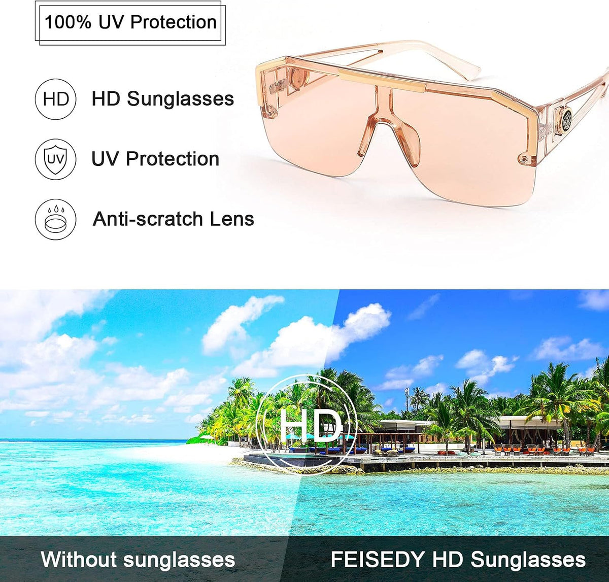 ÉÌƷͼƬ 76 | B09L4V27YS | FEISEDY Square Oversized Sunglasses for Men Women Flat Top B2765