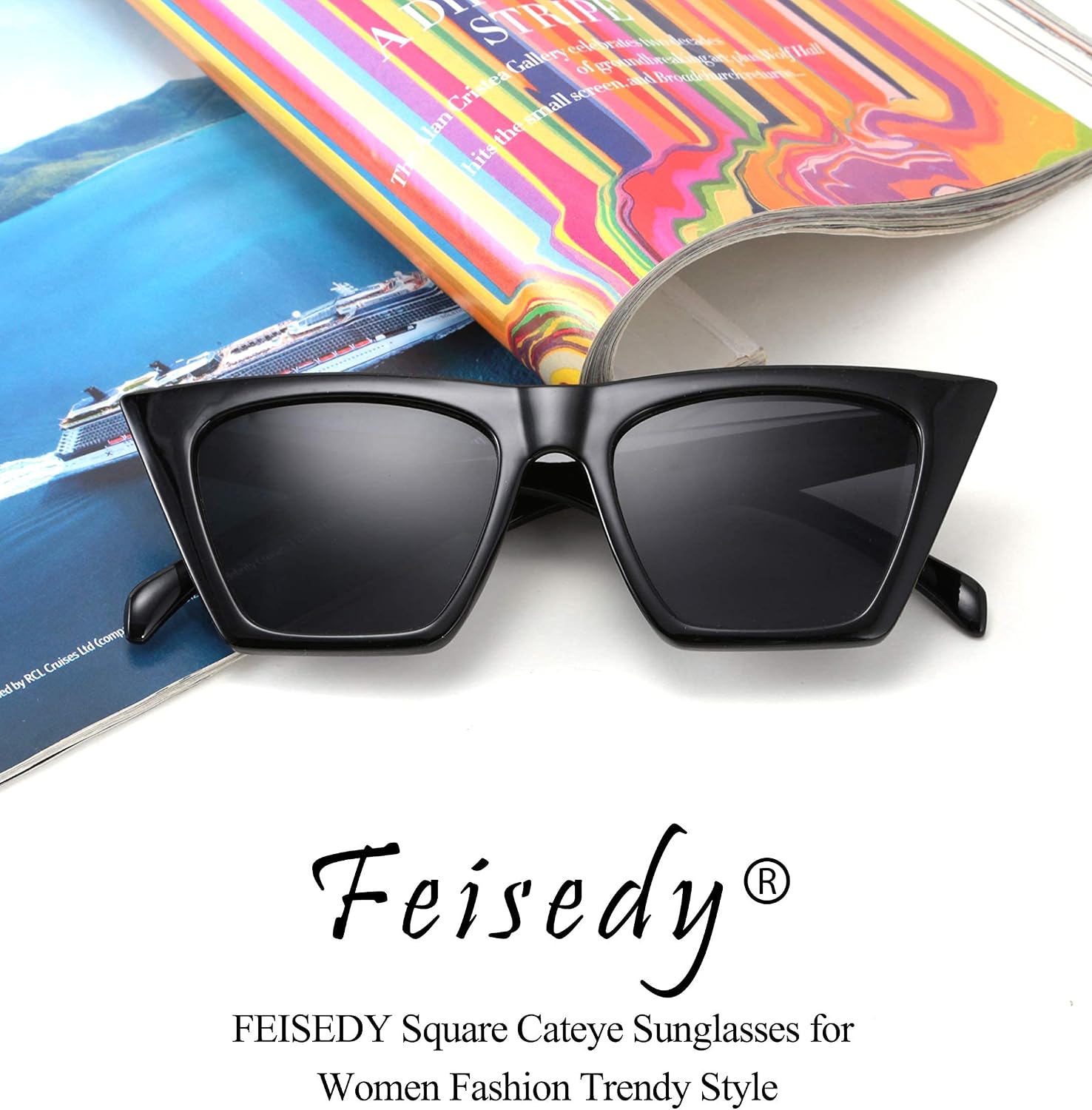 商品图片 102 | B0C5378735 | FEISEDY Vintage Square Cat Eye Sunglasses Women Trendy Cateye Sunglasses B2473