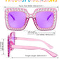 商品图片 14 | B0CFHLB4YT | FEISEDY Kids Sunglasses for Girls Oversized Square Sparkling Party Sun Glasses Lightweight Fashion Shades B0053