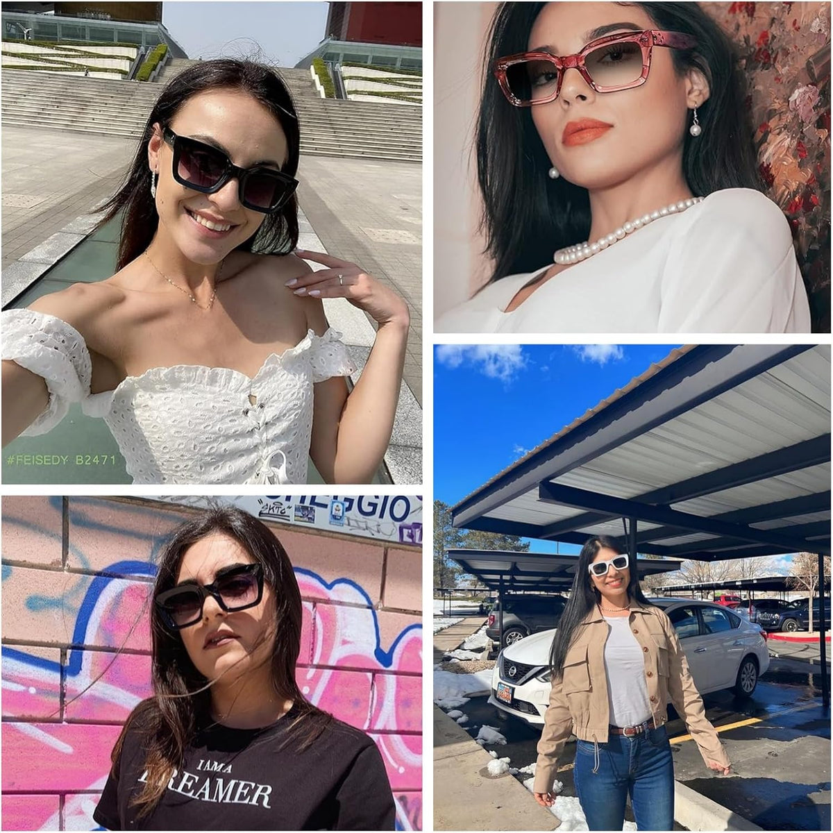 ÉÌƷͼƬ 25 | B07MNGNLNT | FEISEDY Classic Women Sunglasses Fashion Thick Square Sun Glasses B2471
