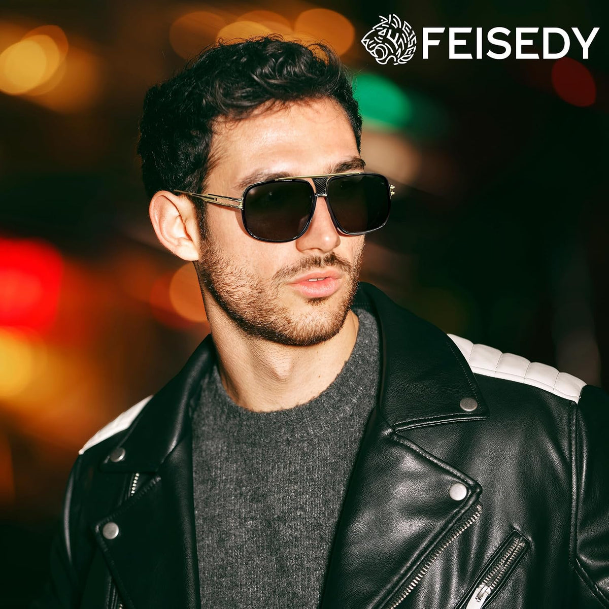 ÉÌƷͼƬ 23 | B0FLQ31HK3 | FEISEDY Sunglasses Mens Oversized Retro Metal Steampunk Shades Sunnies Fishing Driving B0272