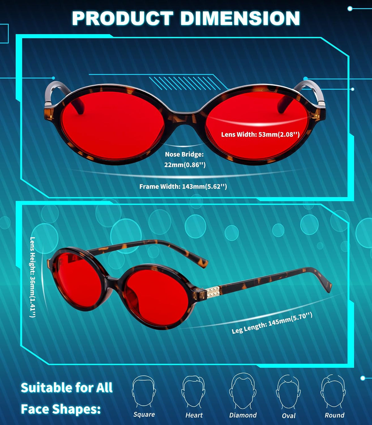 ÉÌƷͼƬ 17 | B0GRTTF33N | FEISEDY Oval Blue Light Glasses for Women Men, Red Lens Anti-Blue Light, Fashion Computer Gaming Eyeglasses B0415