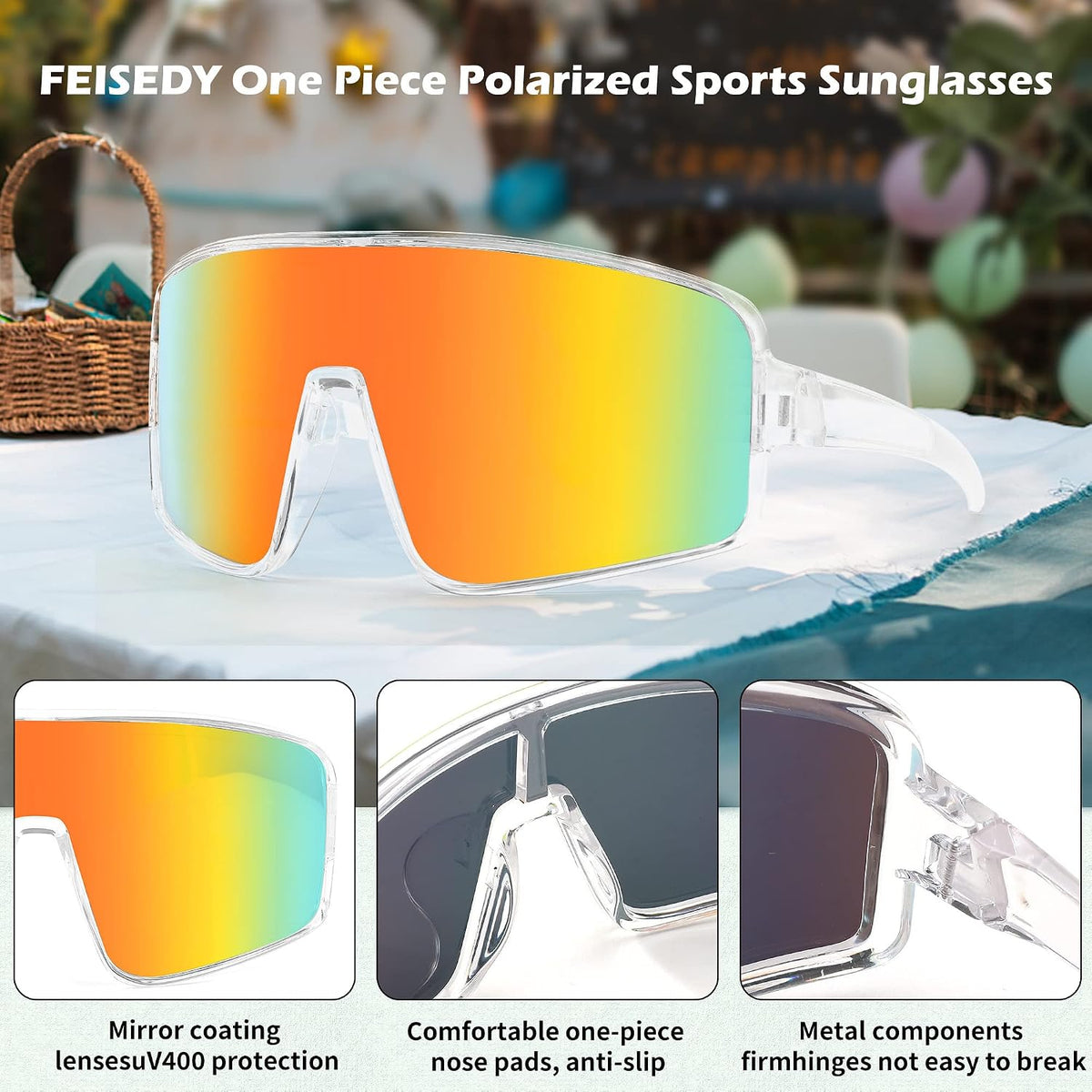 ÉÌƷͼƬ 19 | B0C785JPH3 | FEISEDY Sports Sunglasses, Polarized Oversized Shield for Women Men Youth, Baseball Cycling Running Outdoor Visor B2988