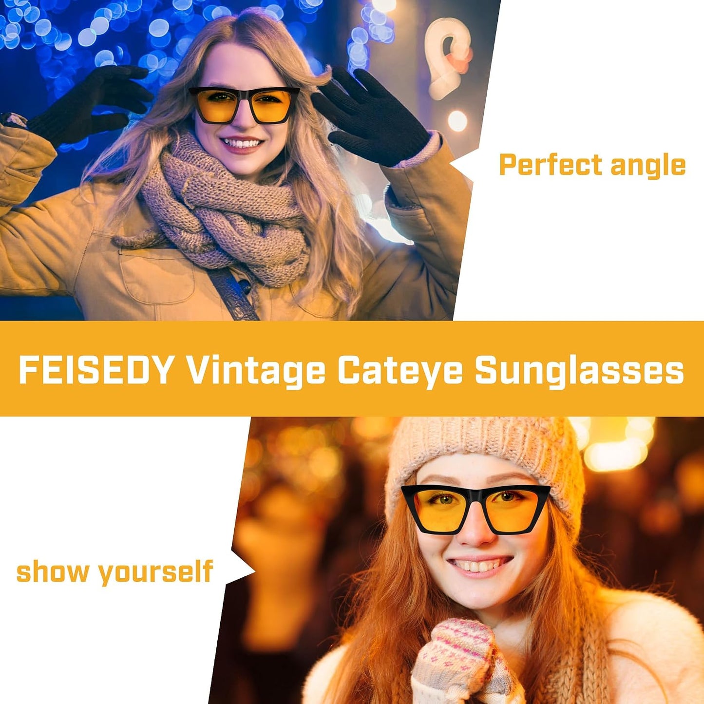 商品图片 142 | B0C5378735 | FEISEDY Vintage Square Cat Eye Sunglasses Women Trendy Cateye Sunglasses B2473