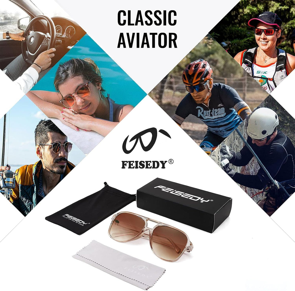 ÉÌƷͼƬ 30 | B0CB543WBD | FEISEDY Vintage Retro 70s Plastic Aviator Sunglasses Women Men Classic Large Squared Frame B2751