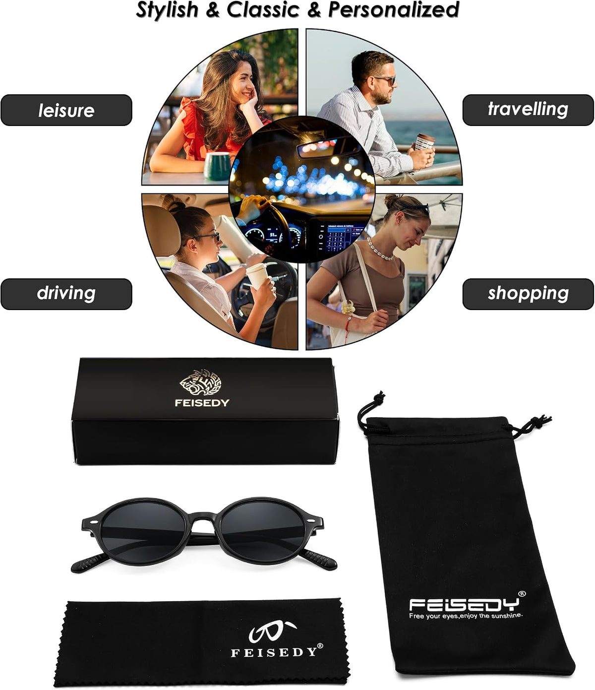 ÉÌƷͼƬ 7 | B0DTHVTKB5 | FEISEDY Retro Oval Sunglasses for Women 90s Narrow Round Lightweight Shades Y2k Trendy Sunnies B1171
