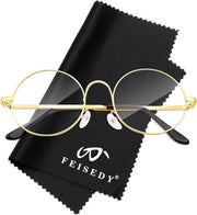 商品图片 13 | B0DSPCTJN4 | FEISEDY Metal Round Glasses for Men Women Retro Nerd Eyeglasses Classic Clear Lens Frame Costume Accessories B0275