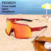 ÉÌƷͼƬ 16 | B0F32C9J2Q | FEISEDY Polarized Kids Sunglasses Youth Sports Cycling Shades,UV400 Protection For Teens Baseball Tennis Sunglasses B0092