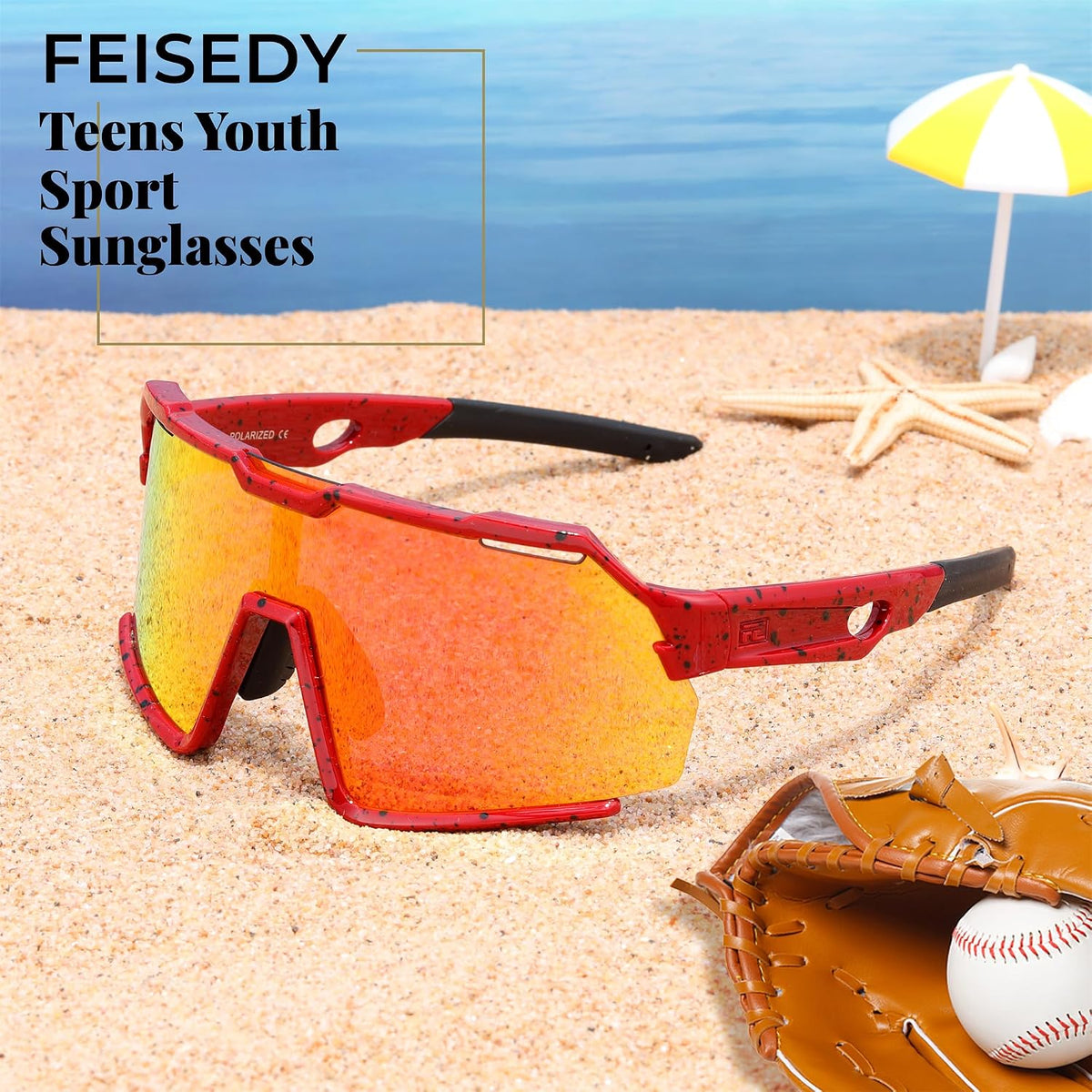 ÉÌƷͼƬ 16 | B0F32C9J2Q | FEISEDY Polarized Kids Sunglasses Youth Sports Cycling Shades,UV400 Protection For Teens Baseball Tennis Sunglasses B0092