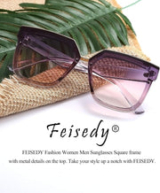 ÉÌƷͼƬ 8 | B087725Y1W | FEISEDY Fashion Women Men Sunglasses Square Frame Metal Shape Nesting Lenses B2595