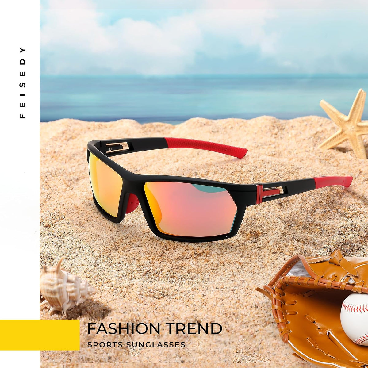 ÉÌƷͼƬ 26 | B0CWV23RCP | FEISEDY Polarized Sports Sunglasses for Men Women Youth Baseball Cycling Running Glasses UV400 Protection B0135