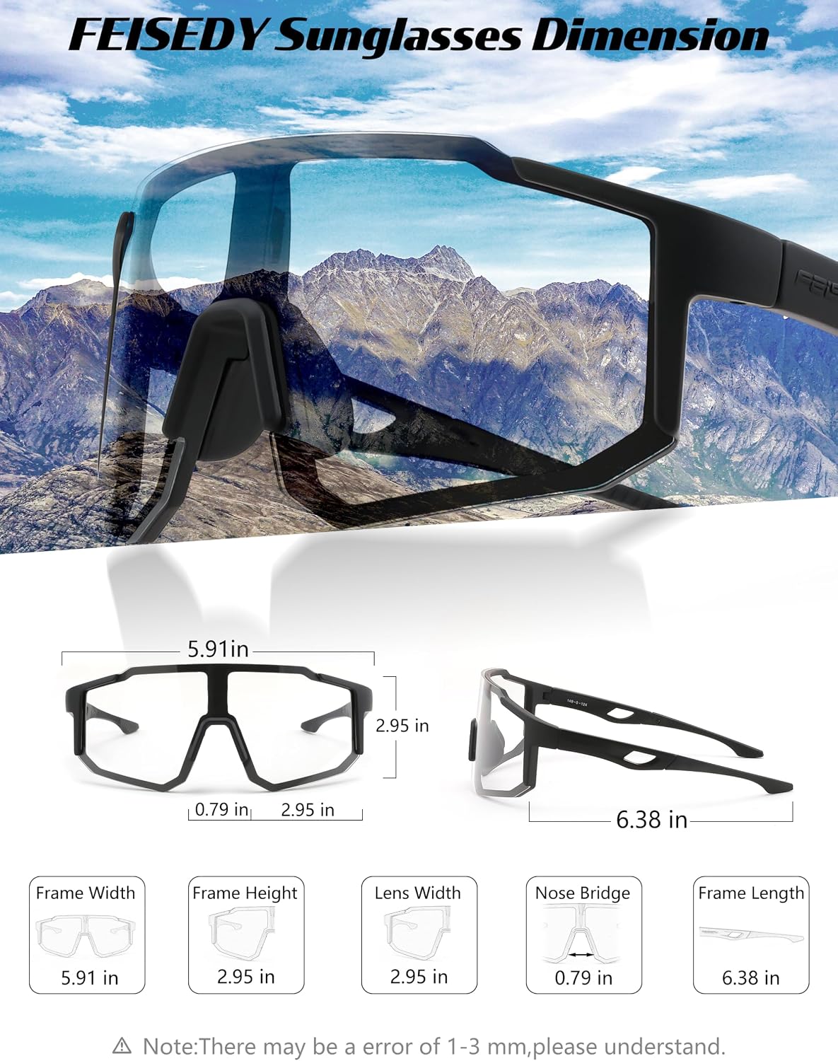 ÉÌƷͼƬ 55 | B0DTYL7JBV | FEISEDY Sports Sunglasses for Men, Women and Teens - Baseball, Biking, Cycling UV400 Protection B2388