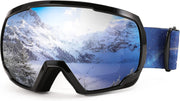Silver Vlt 22% | B0BGPVD7B6 | FEISEDY Ski Goggles, OTG Snow Sport Goggles for Adult Youth, Anti-Fog UV400 Protection Bendable Dual-Lenses B2961