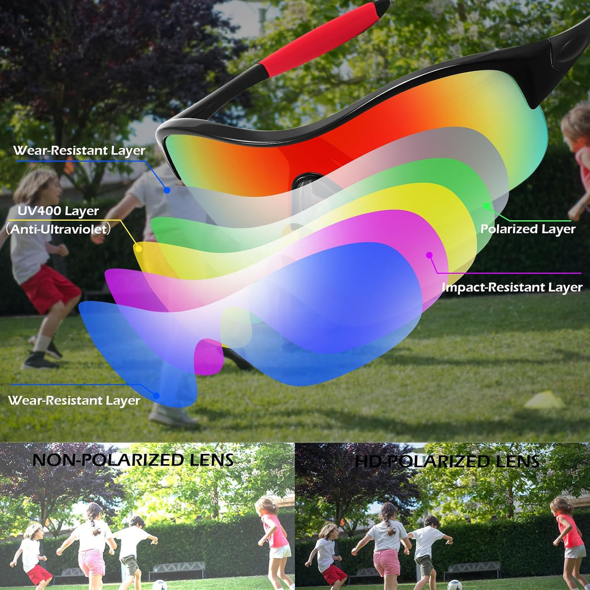 ÉÌƷͼƬ 16 | B0CZ7Y96D2 | FEISEDY Polarized Sports Sunglasses for Kids Youth Baseball Cycling Running Glasses for Boys Girls Age 3-12 B0142