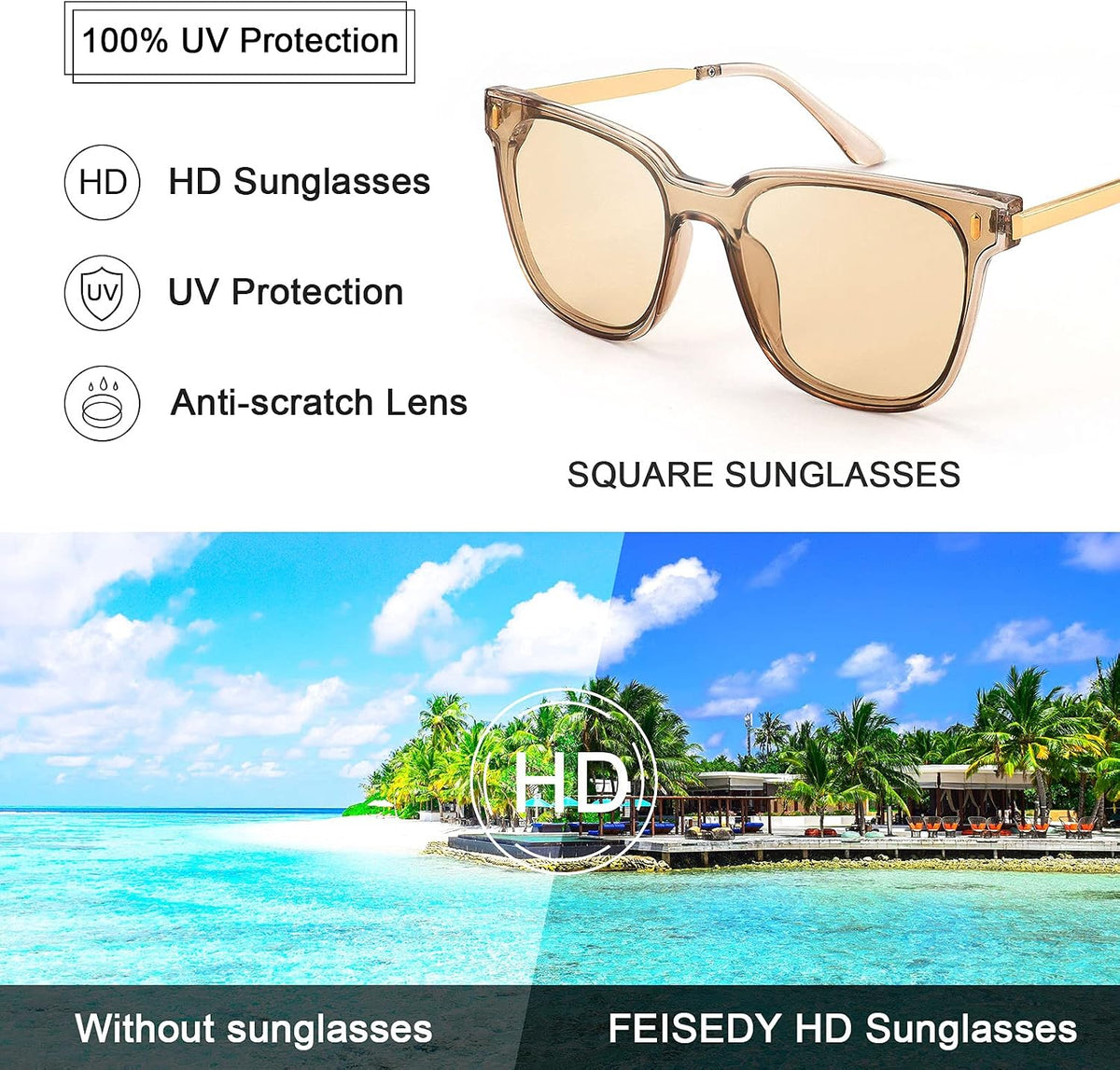 ÉÌƷͼƬ 10 | B09B3G7YTJ | FEISEDY Women Fashion Round Sunglasses Square Trendy Classic Chic Shades UV400 B2797