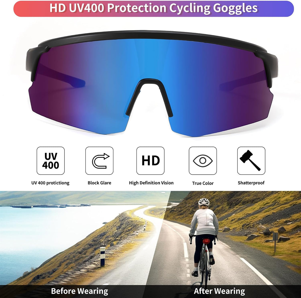 ÉÌƷͼƬ 27 | B0CSDCDBR7 | FEISEDY Cycling Sunglasses for Men Women, Sports Glasses for Youth Running Baseball Shades UV400 Protection B0108