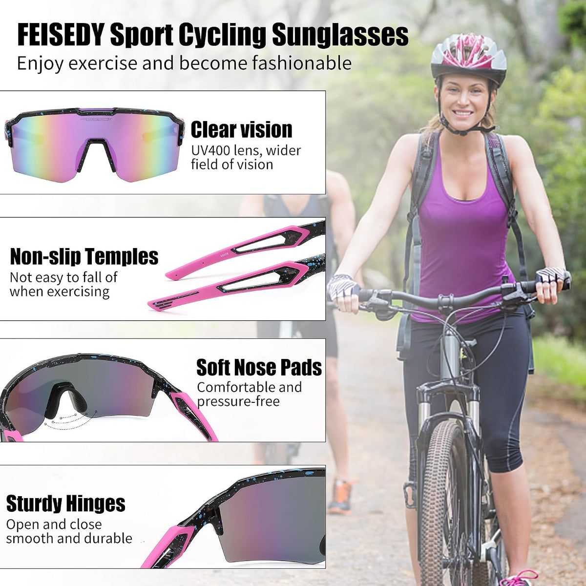 ÉÌƷͼƬ 13 | B0CVWYCSZS | FEISEDY Sports Sunglasses for Men Women Baseball Cycling Running Driving Glasses UV400 B0088