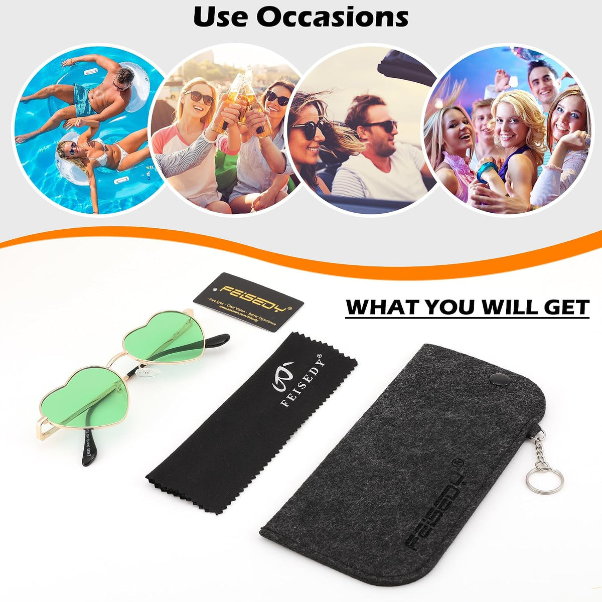 ÉÌƷͼƬ 20 | B0BP6HX1R6 | FEISEDY Polarized Heart Sunglasses Women Men Metal Frame Cute Lovely Glasses UV400 Protection B2375