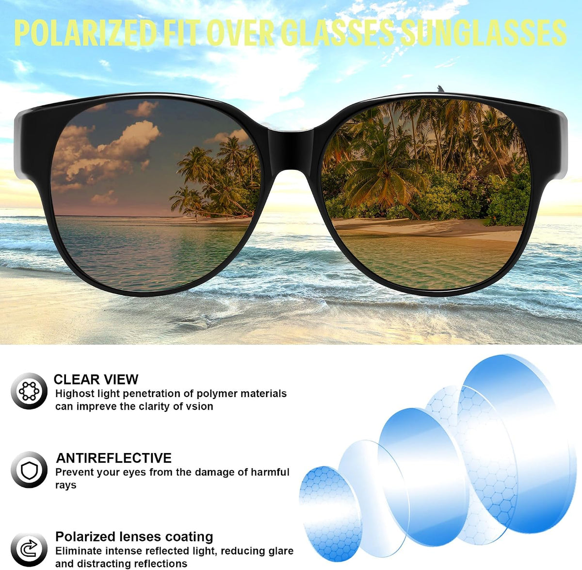 商品图片 5 | B0FRRT5Z37 | FEISEDY Fit Over Glasses Polarized Sunglasses, UV400 Protection for Driving & Outdoor Activities B0328