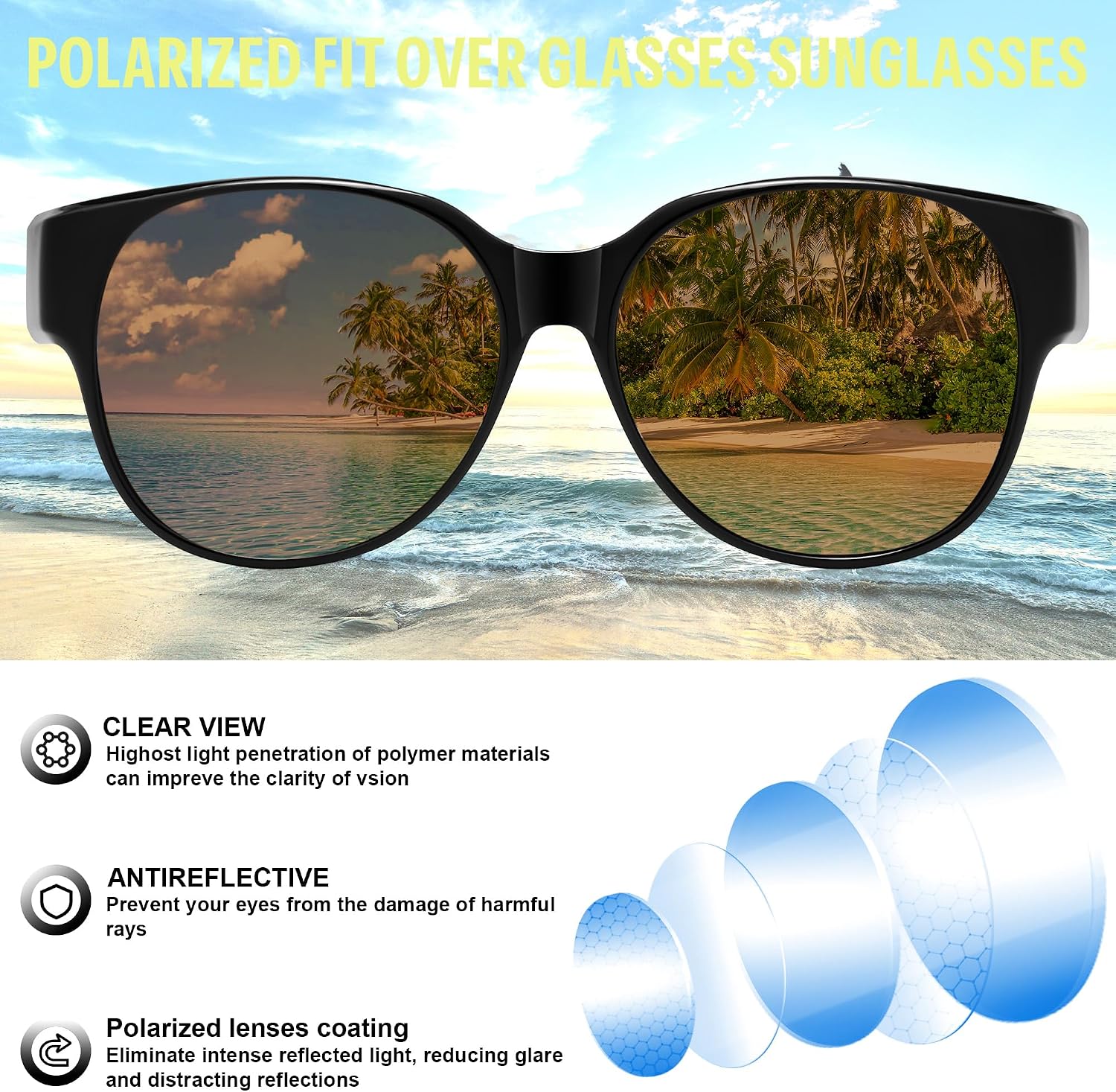 商品图片 5 | B0FRRT5Z37 | FEISEDY Fit Over Glasses Polarized Sunglasses, UV400 Protection for Driving & Outdoor Activities B0328