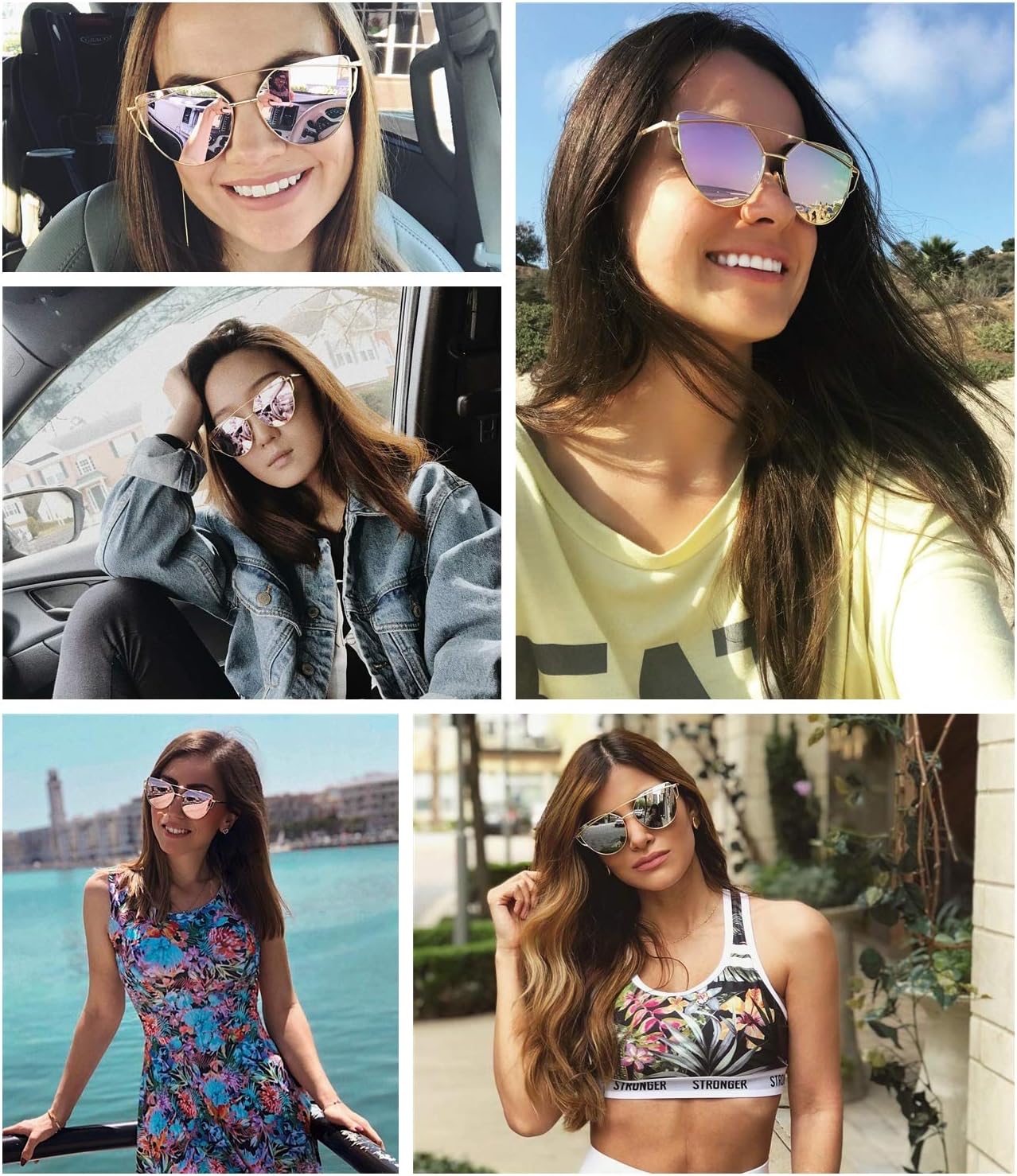 商品图片 19 | B01MEHLOJ8 | FEISEDY Cat Eye Fashion Metal Frame Mirrored Flat Lenses Women Sunglasses B2206