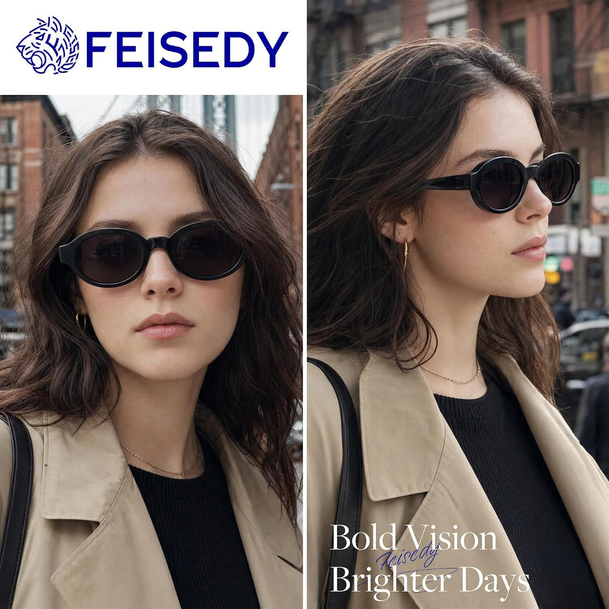 ÉÌƷͼƬ 9 | B0H1WBQD3Y | FEISEDY Retro Oval Y2K Polarized Sunglasses for Women Men B0442
