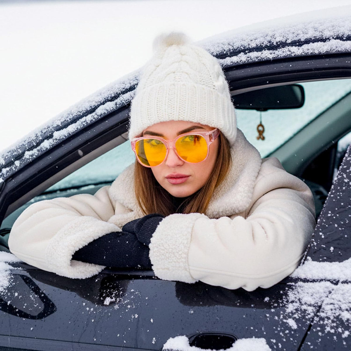ÉÌƷͼƬ 3 | B0FX4NQCGM | FEISEDY 2Pack Night Driving Glasses Over Glasses with Yellow Lenses Fit Over Polarized Nighttime Sunglasses B0331
