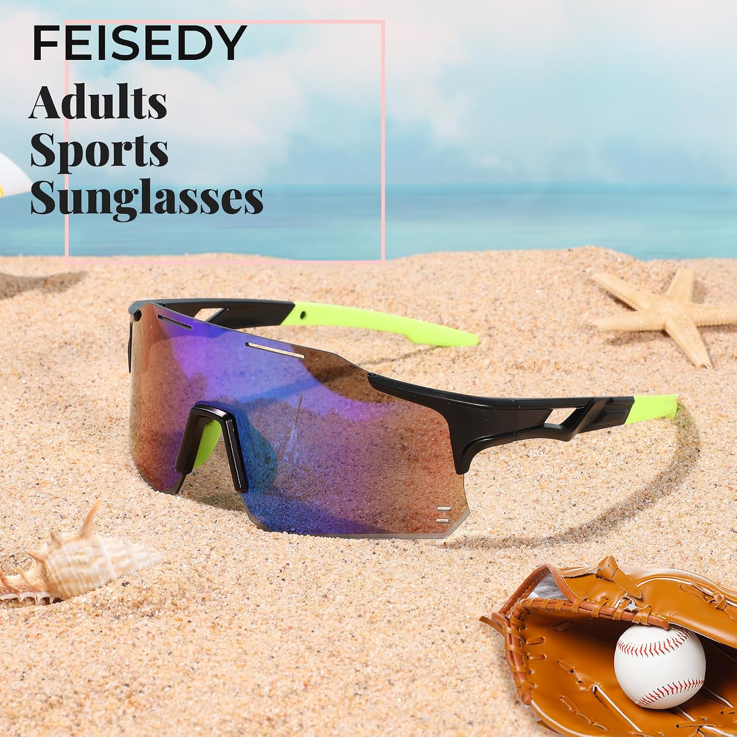 商品图片 27 | B0DB5PJ1BJ | FEISEDY Cycling Glasses Sports Sunglasses for Men Women, Youth Kids Baseball Softball Running Sunglasses B0223