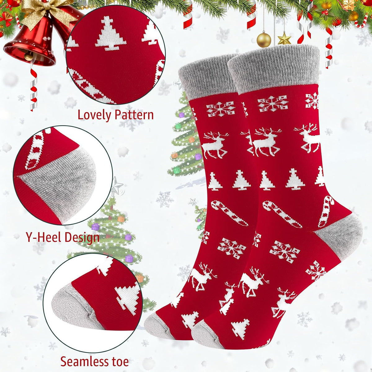商品图片 9 | B0FPLDHHHC | Funny Socks for Women Men Christmas Socks Fuzzy Cozy Novelty Dress Socks Festive Crew Socks Size 7.5-12