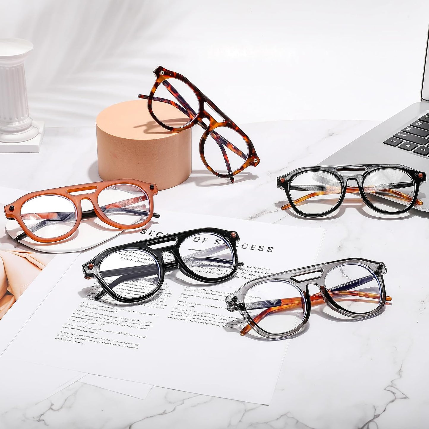 商品图片 6 | B0CJMDW1B6 | FEISEDY 70s Aviator Blue Light Blocking Glasses Square Pilot Frame Anti Glare Computer Glasses Women Men B0052