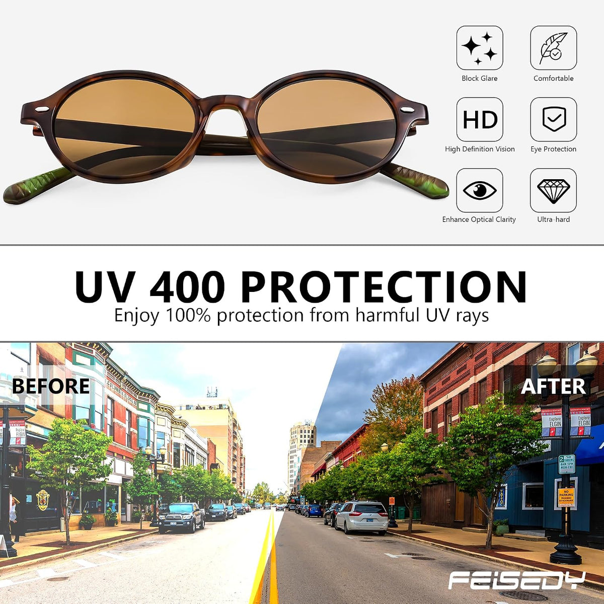 ÉÌƷͼƬ 66 | B0DTHVTKB5 | FEISEDY Retro Oval Sunglasses for Women 90s Narrow Round Lightweight Shades Y2k Trendy Sunnies B1171