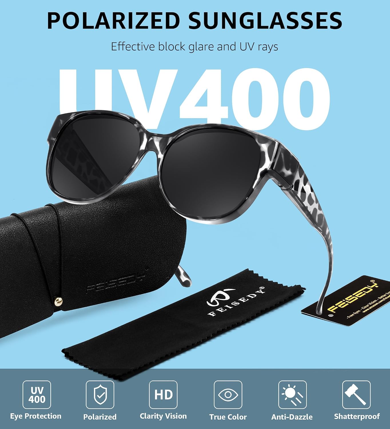 商品图片 59 | B0FRRT5Z37 | FEISEDY Fit Over Glasses Polarized Sunglasses, UV400 Protection for Driving & Outdoor Activities B0328