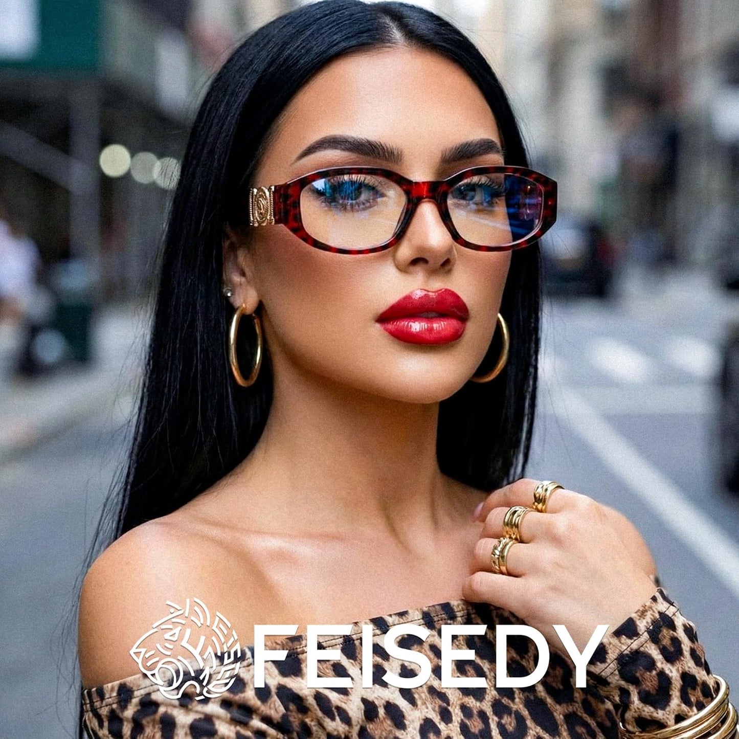 商品图片 10 | B0G34Q5S98 | FEISEDY Retro Trendy Narrow Blue Light Glasses for Women Men B0316 | Vintage 90s Small Square Eyeglasses,Blue Light Blocking