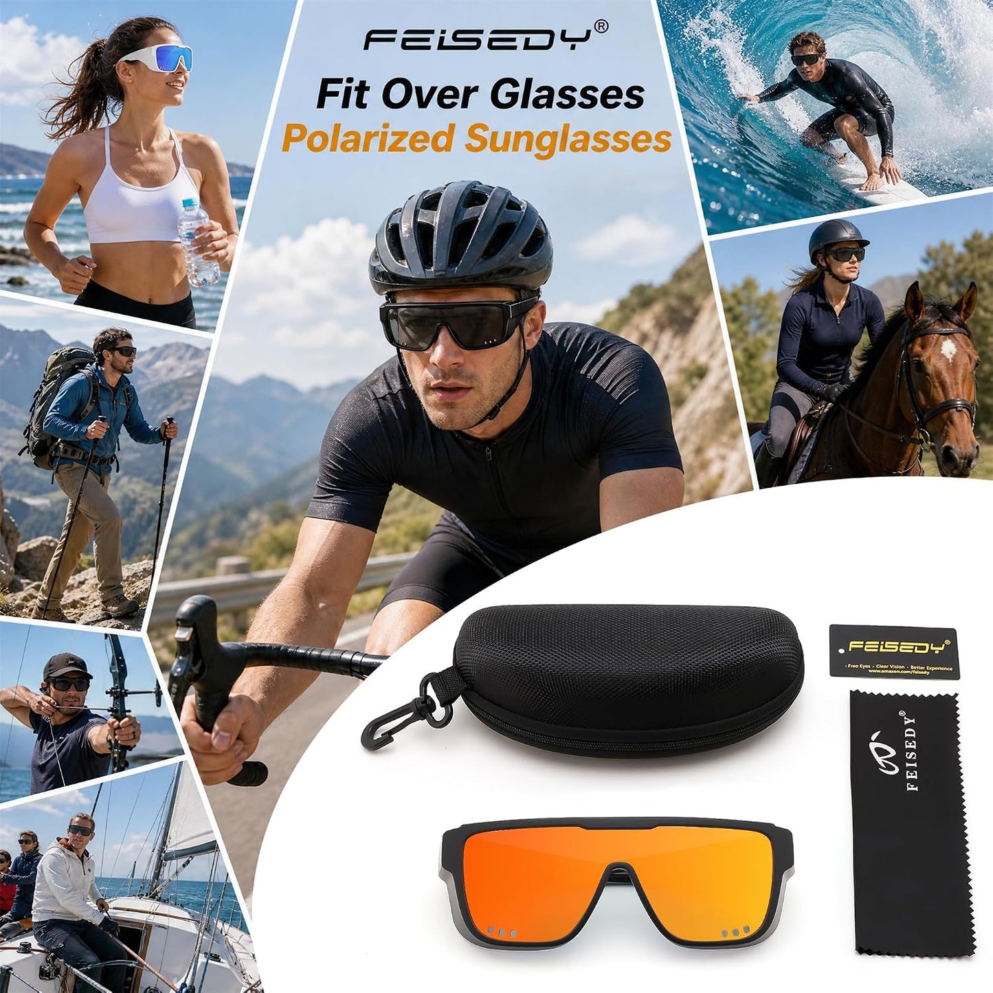 商品图片 15 | B0H2Z4Q1KM | FEISEDY Fit Over Glasses Polarized Sunglasses for Men Women B0456
