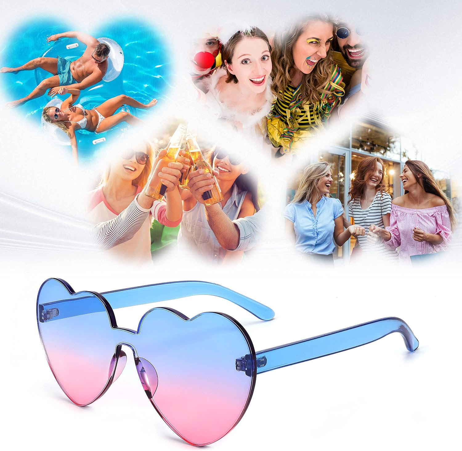 商品图片 20 | B07BLKHDRH | FEISEDY Thick Heart Sunglasses Rimless Heart Shaped Sun Glasses Women Fashion Love Glasses B2419