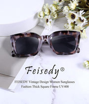 ÉÌƷͼƬ 83 | B07MNGNLNT | FEISEDY Classic Women Sunglasses Fashion Thick Square Sun Glasses B2471